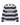 The College Harrison Rugby Navy by Rowing Blazers features wide navy and gray stripes, a cream collar, and “COLLEGE” printed in white across the chest.