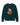 Western Babar Cashmere Sweater Green: a dark green merino wool-cashmere crewneck featuring a Western Babar intarsia knit of a cartoon elephant in a cowboy hat and explorer outfit.