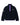 Clark Sherpa Navy pullover by Rowing Blazers in navy blue sherpa with a purple snap-button placket, purple trim, zippered side pockets, and logo patches on the chest and sleeve.