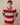 Cashmere Rugby Cable Knit Sweater Red/Grey Heather Stripe