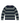 A long-sleeve crewneck sweater, featuring horizontal stripes in navy blue, white, and green, displayed flat against a white background.