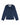 Women’s Fitted Lace Collar Button Down Shirt Navy, a tailored cotton blouse in navy blue with thin vertical green stripes and a large embroidered lace collar.